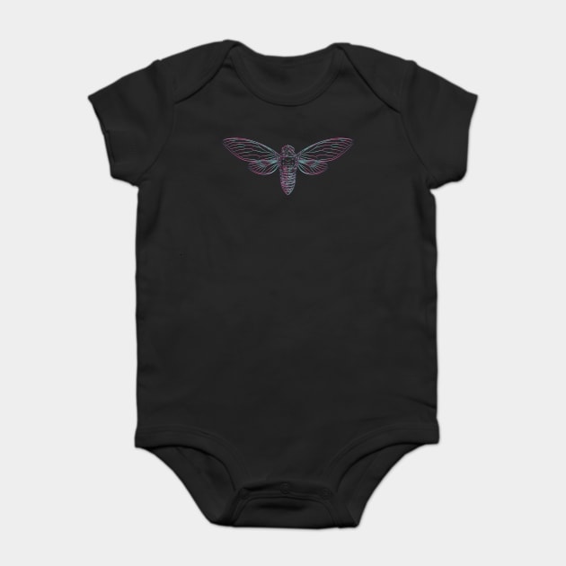 Cicada Vaporwave Aesthetic Style Line Art 2021 Reemergence print Baby Bodysuit by creative